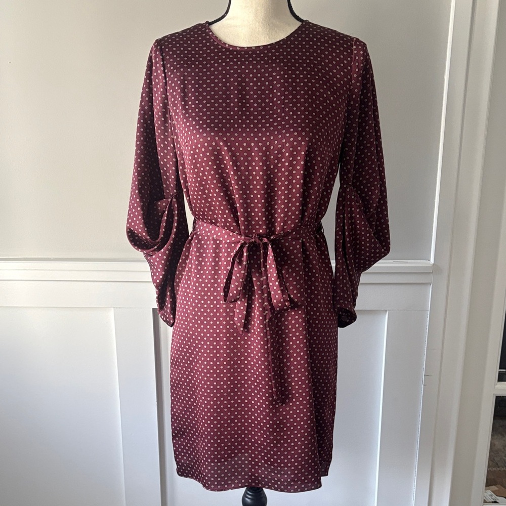 Vince Camino Burgundy Dot Printed Dress